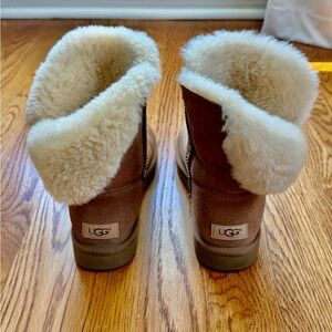 UGG Tan and Cream Shearling Boots Size 9